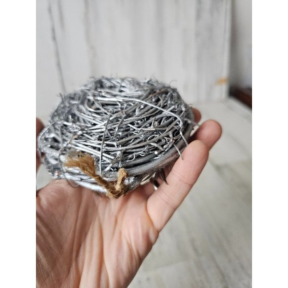 Glitter Robin egg nest decor spring Easter silver Xmas tree - Picture 4 of 8